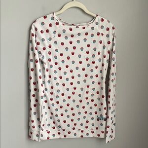 Burton Dryride White and Red Cupcake Print Pullover Base Layer Shirt Medium